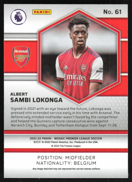 Albert Sambi Lokonga 2021 Panini Mosaic Premier League # 61 RC Arsenal FC Base - Collectible Craze America