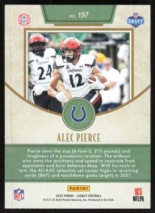 Alec Pierce 2022 Panini Legacy Rookie # 197 RC Indianapolis Colts Base - Collectible Craze America