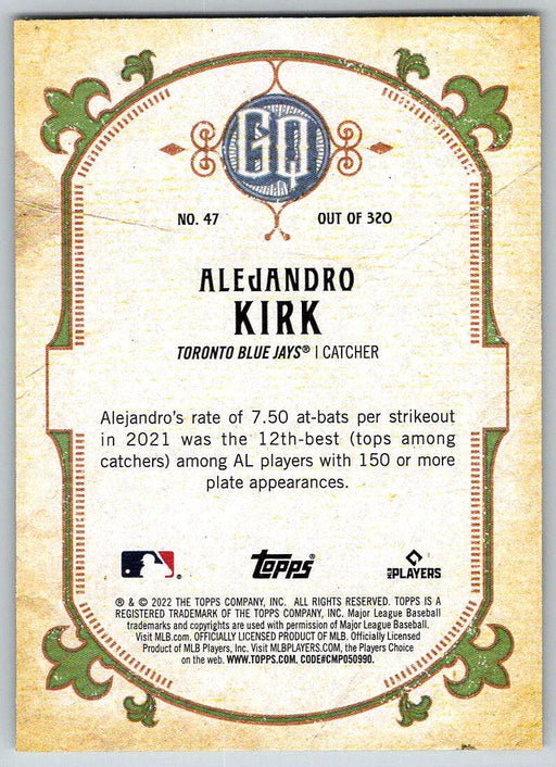 Alejandro Kirk 2022 Topps Gypsy Queen # 47 Toronto Blue Jays - Collectible Craze America