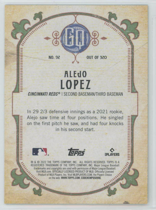 Alejo Lopez 2022 Topps Gypsy Queen # 92 RC Green Border Cincinnati Reds - Collectible Craze America