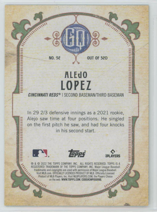Alejo Lopez 2022 Topps Gypsy Queen # 92 RC Green Border Cincinnati Reds - Collectible Craze America
