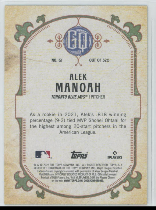 Alek Manoah 2022 Topps Gypsy Queen # 61 Green Toronto Blue Jays - Collectible Craze America