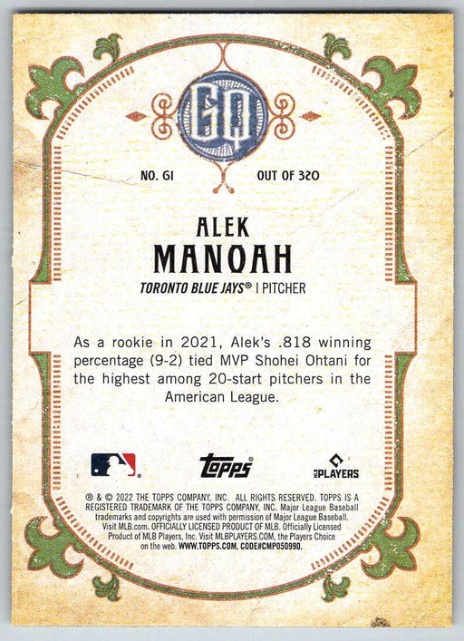 Alek Manoah 2022 Topps Gypsy Queen # 61 Toronto Blue Jays - Collectible Craze America
