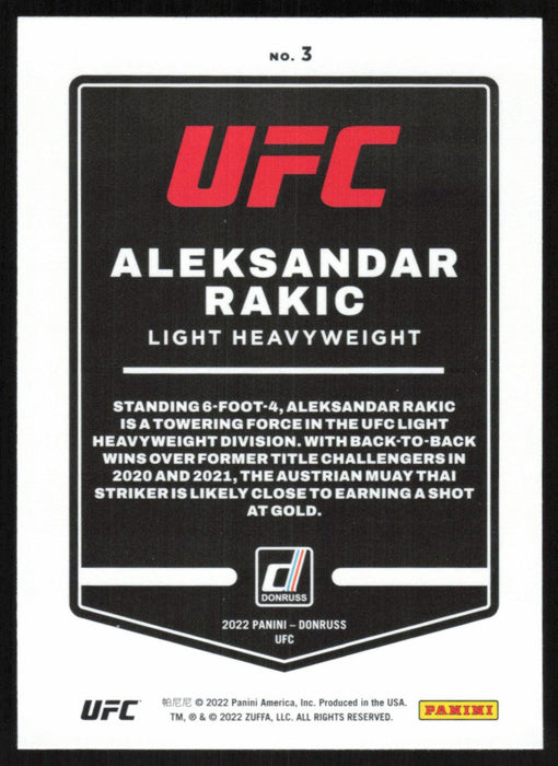 Aleksandar Rakic 2022 Panini Donruss UFC Base # 3 Light Heavyweight - Collectible Craze America