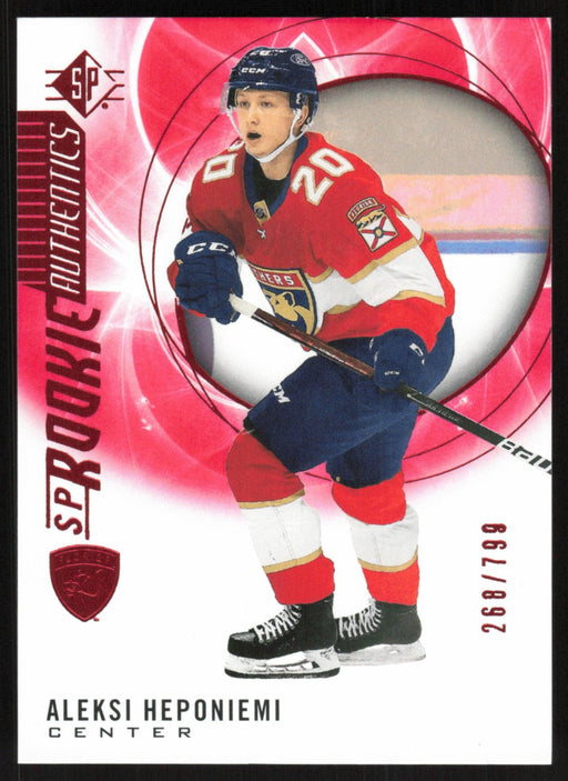 Aleksi Heponiemi 2020 SP Hockey Rookie Autentics # 121 RC Red 268/799 Florida Panthers - Collectible Craze America