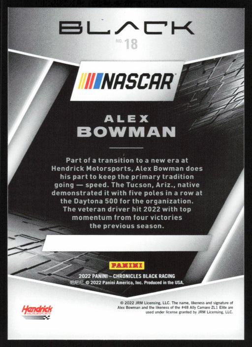 Alex Bowman 2022 Panini Chronicles Racing Black # 18 Blue 153/199 - Collectible Craze America