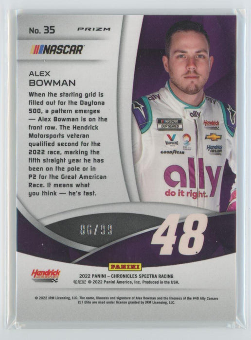 Alex Bowman 2022 Panini Chronicles Racing Spectra # 35 Celestial Blue Prizm 86/99 - Collectible Craze America