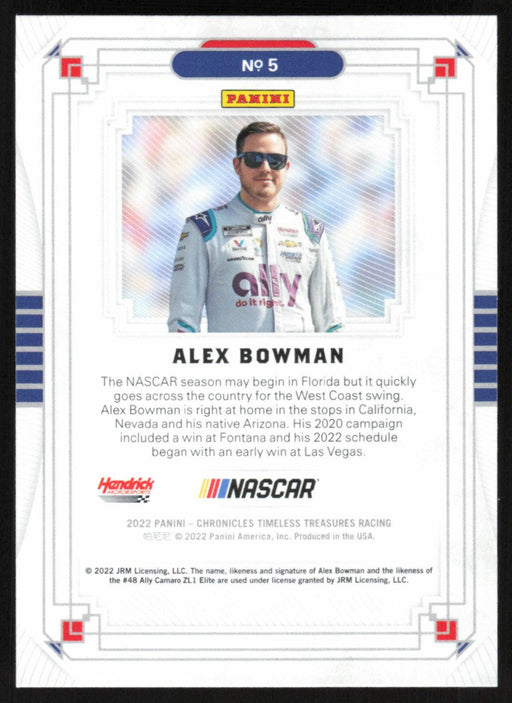 Alex Bowman 2022 Panini Chronicles Racing Timeless Treasures # 5 - Collectible Craze America