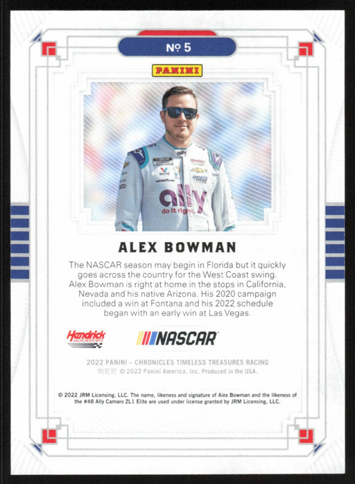 Alex Bowman 2022 Panini Chronicles Racing Timeless Treasures # 5 Red 25/99 - Collectible Craze America