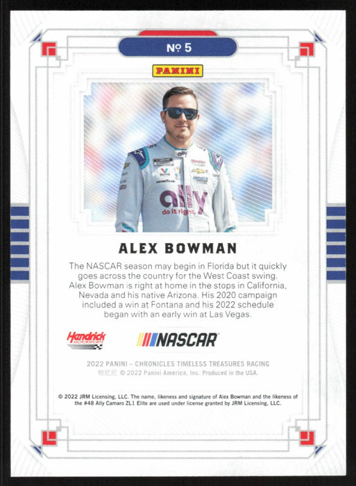 Alex Bowman 2022 Panini Chronicles Racing Timeless Treasures # 5 Red 25/99 - Collectible Craze America