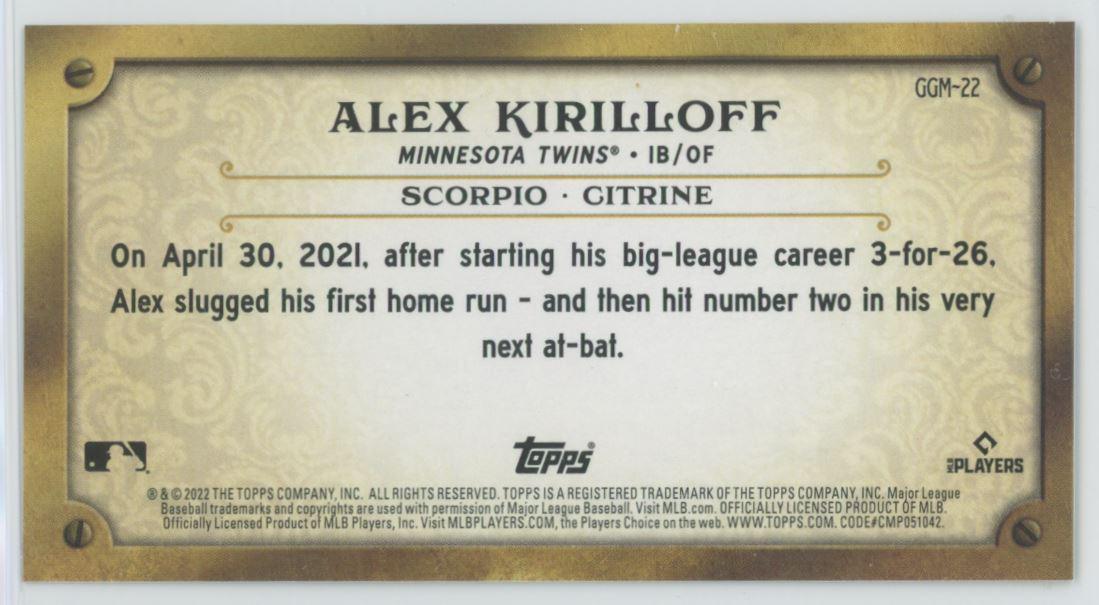 Alex Kirilloff 2022 Topps Gypsy Queen # GGM-22 GQ Gems Minnesota Twins - Collectible Craze America