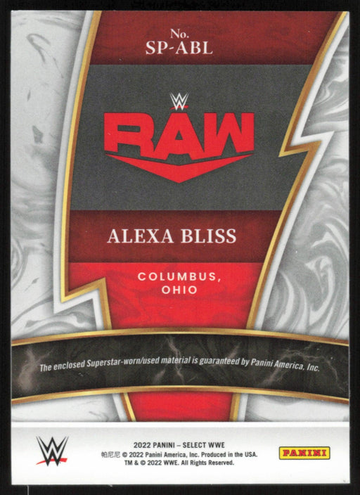 Alexa Bliss 2022 Panini Select WWE # SP-ABL Sparks Patch - Collectible Craze America