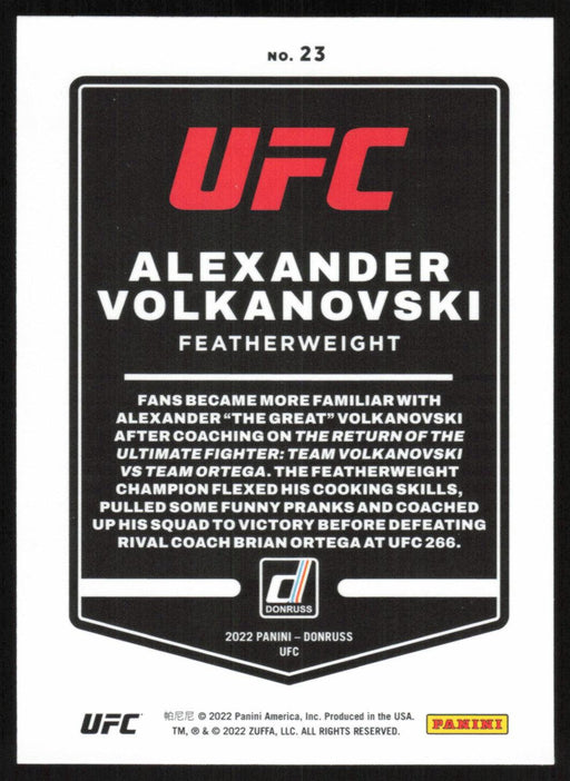 Alexander Volkanovski 2022 Panini Donruss UFC Base # 23 Featherweight - Collectible Craze America