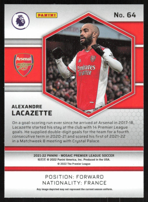 Alexandre Lacazette 2021 Panini Mosaic Premier League # 64 Arsenal FC Base - Collectible Craze America