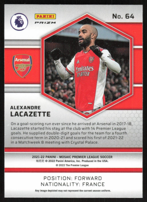 Alexandre Lacazette 2021 Panini Mosaic Premier League # 64 Silver Prizm Arsenal - Collectible Craze America