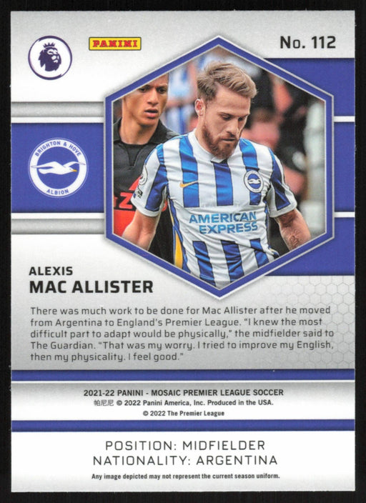 Alexis Mac Allister 2021 Panini Mosaic Premier League # 112 Brighton & Hove Albion Base - Collectible Craze America