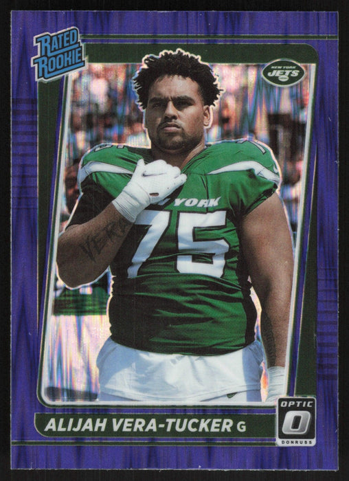 Alijah Vera-Tucker 2021 Donruss Optic Rated Rookie # 264 RC Purple Shock New York Jets - Collectible Craze America