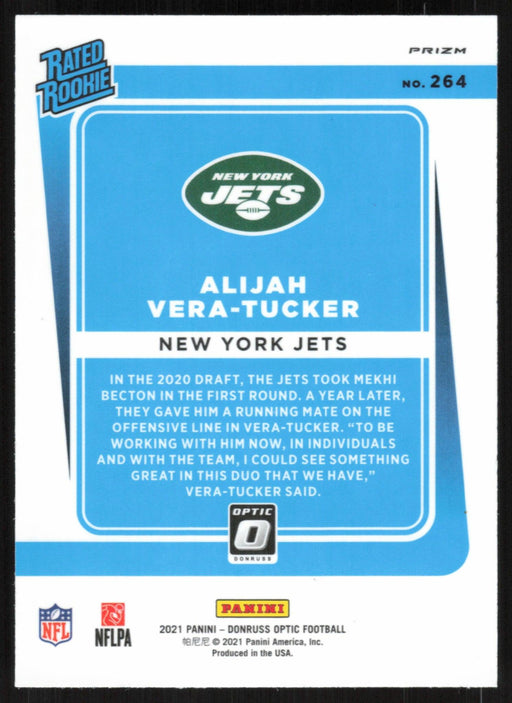 Alijah Vera-Tucker 2021 Donruss Optic Rated Rookie # 264 RC Purple Shock New York Jets - Collectible Craze America