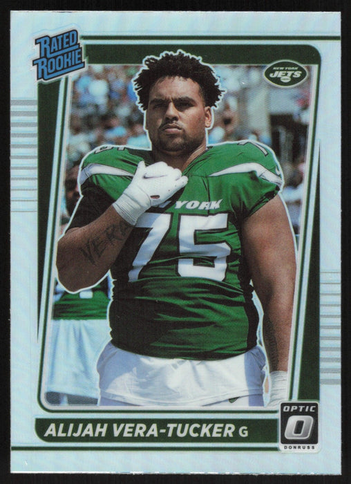 Alijah Vera-Tucker 2021 Donruss Optic Rated Rookie # 264 RC Silver Prizm New York Jets - Collectible Craze America