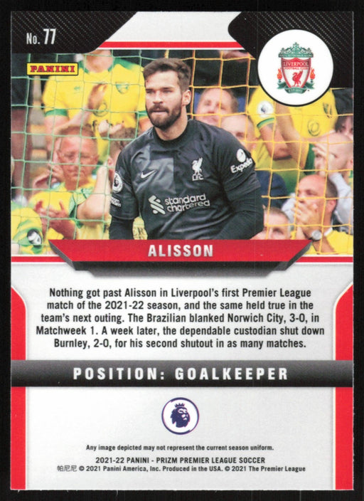 Alisson 2021 Panini Prizm Premier League # 77 Liverpool - Collectible Craze America