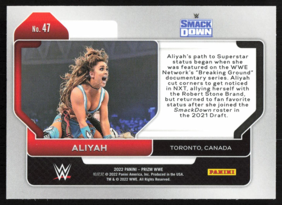 Aliyah 2022 Panini Prizm WWE # 47 Base SmackDown - Collectible Craze America