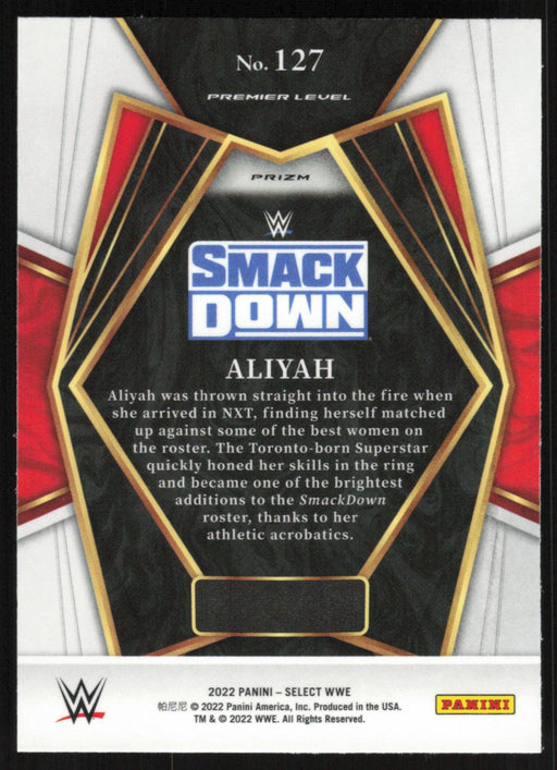 Aliyah 2022 Panini Select WWE # 127 Premier Level Silver Prizm Smack Down - Collectible Craze America