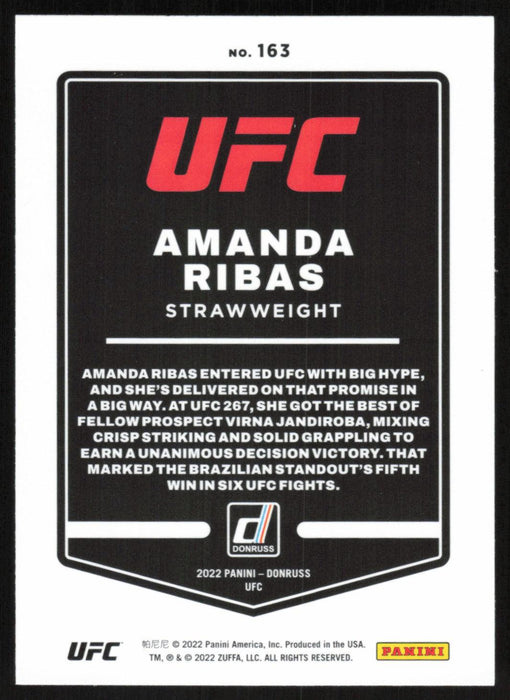 Amanda Ribas 2022 Panini Donruss UFC Base # 163 Flyweight - Collectible Craze America