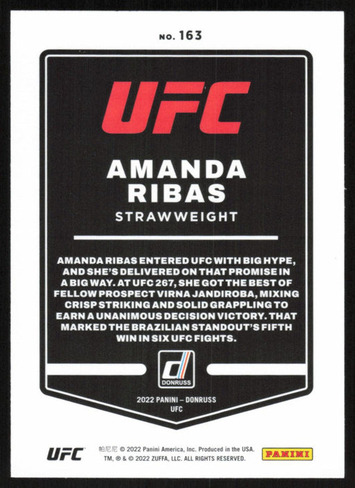 Amanda Ribas 2022 Panini Donruss UFC Base # 163 Flyweight - Collectible Craze America