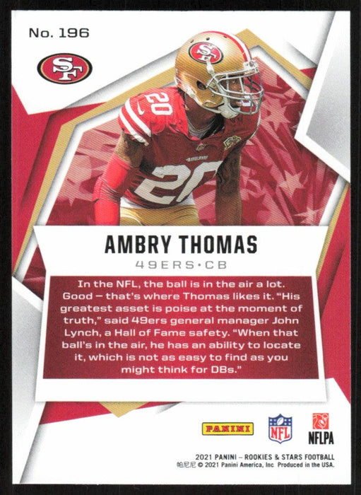 Ambry Thomas 2021 Panini Rookies & Stars # 196 RC San Francisco 49ers Base - Collectible Craze America
