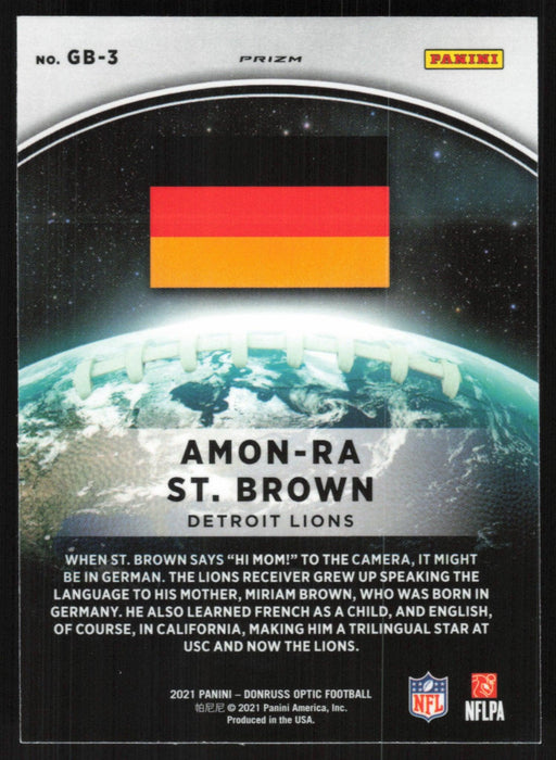 Amon-Ra St. Brown 2021 Donruss Optic GloBall # GB-3 Silver Prizm Detroit Lions - Collectible Craze America