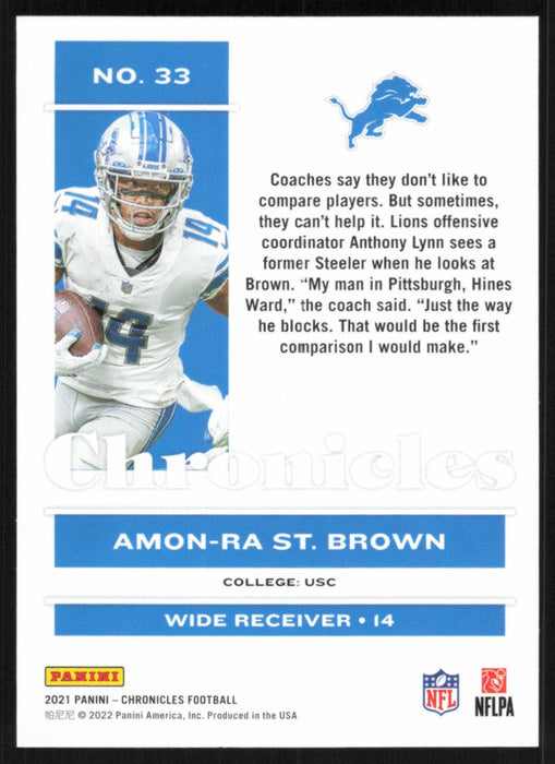 Amon-Ra St. Brown 2021 Panini Chronicles # 33 RC Detroit Lions Base —  Collectible Craze America