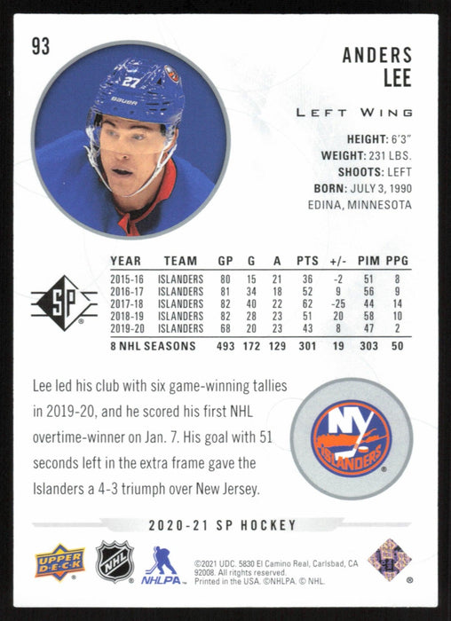 Anders Lee 2020 SP Hockey # 93 New York Islanders - Collectible Craze America