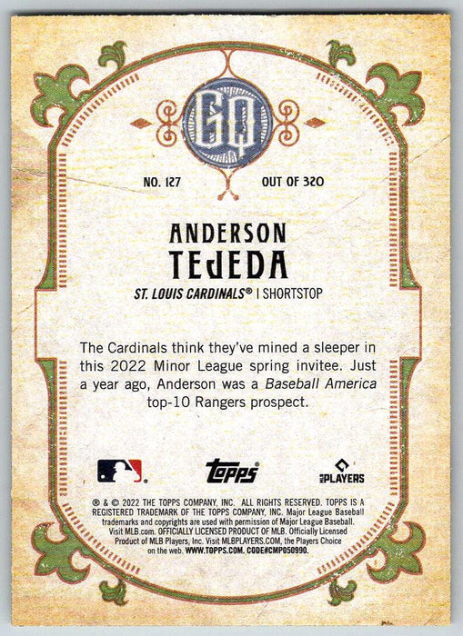 Anderson Tejeda 2022 Topps Gypsy Queen # 127 St. Louis Cardinals - Collectible Craze America
