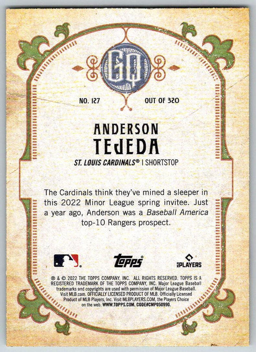 Anderson Tejeda 2022 Topps Gypsy Queen # 127 St. Louis Cardinals - Collectible Craze America