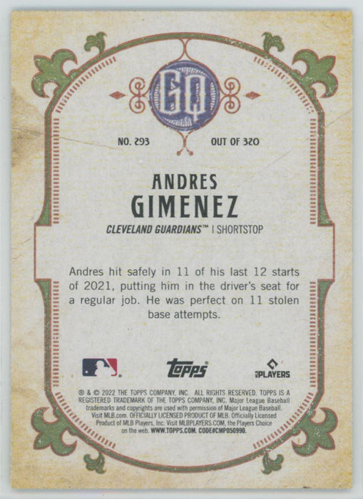 Andres Gimenez 2022 Topps Gypsy Queen # 293 Green Border Cleveland Guardians - Collectible Craze America