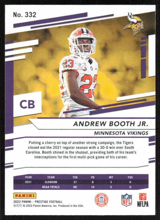 Andrew Booth Jr. 2022 Panini Prestige # 332 RC Minnesota Vikings - Collectible Craze America