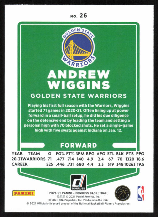 Andrew Wiggins 2021 Donruss # 26 Orange Holo Laser Golden State Warriors - Collectible Craze America