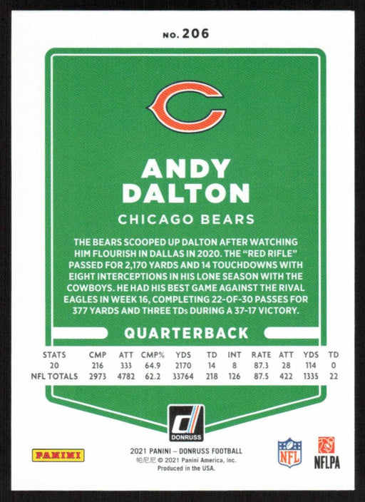 Andy Dalton 2021 Donruss Football # 206 Chicago Bears Base - Collectible Craze America