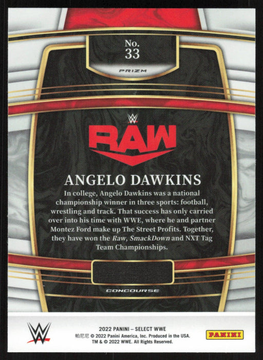 Angelo Dawkins 2022 Panini Select WWE # 33 Concourse Silver Prizm Raw - Collectible Craze America