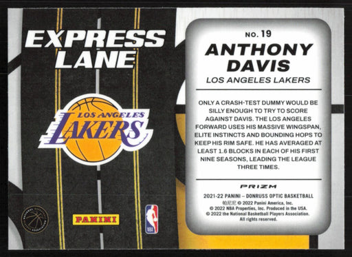 Anthony Davis 2021 Panini Donruss Optic # 19 Express Lane Silver Los Angeles Lakers - Collectible Craze America