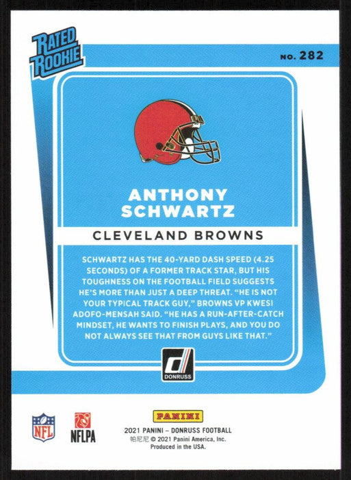 Anthony Schwartz 2021 Donruss Football # 282 RC Cleveland Browns Rated Rookie Base - Collectible Craze America