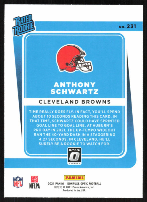 Anthony Schwartz 2021 Donruss Optic Rated Rooke # 231 RC Cleveland Browns Base - Collectible Craze America