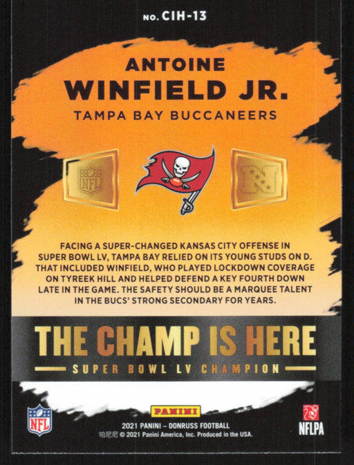 Antoine Winfield Jr. 2021 Donruss Champ Is Here # CIH-13 Tampa Bay Buccaneers - Collectible Craze America