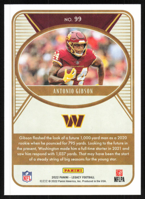 Antonio Gibson 2022 Panini Legacy Football Base # 99 Washington Commanders - Collectible Craze America