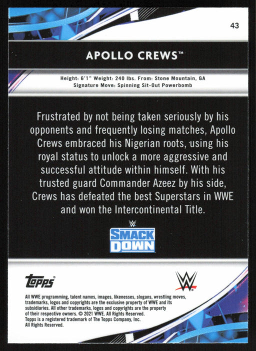 Apollo Crews 2021 Topps Finest WWE # 43 - Collectible Craze America