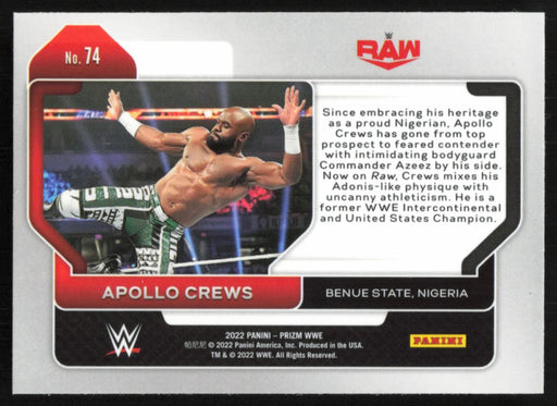 Apollo Crews 2022 Panini Prizm WWE # 74 Base Raw - Collectible Craze America