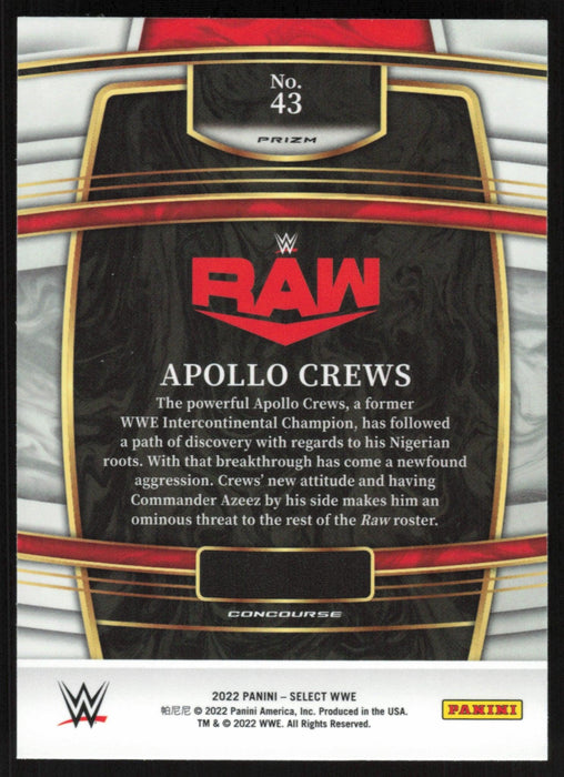 Apollo Crews 2022 Panini Select WWE # 43 Concourse Silver Prizm Raw - Collectible Craze America