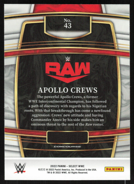 Apollo Crews 2022 Panini Select WWE # 43 Raw Concourse Base - Collectible Craze America