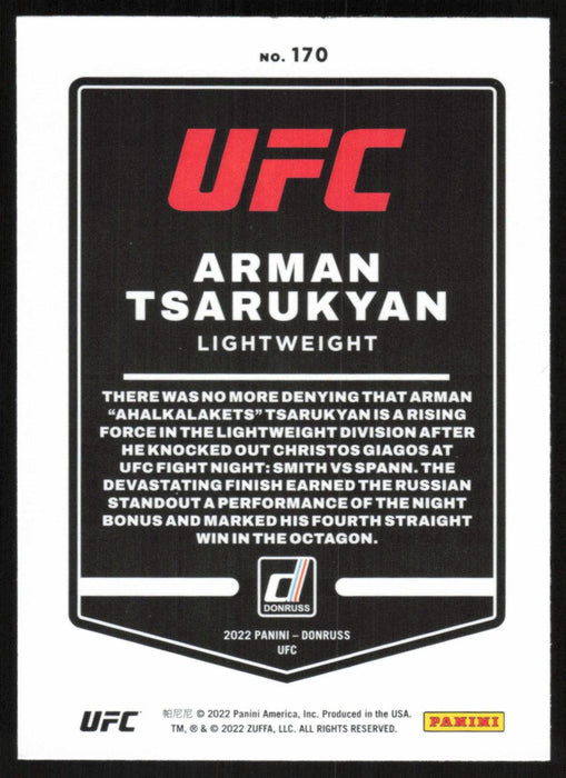 Arman Tsarukyan 2022 Panini Donruss UFC Base # 170 Lightweight - Collectible Craze America