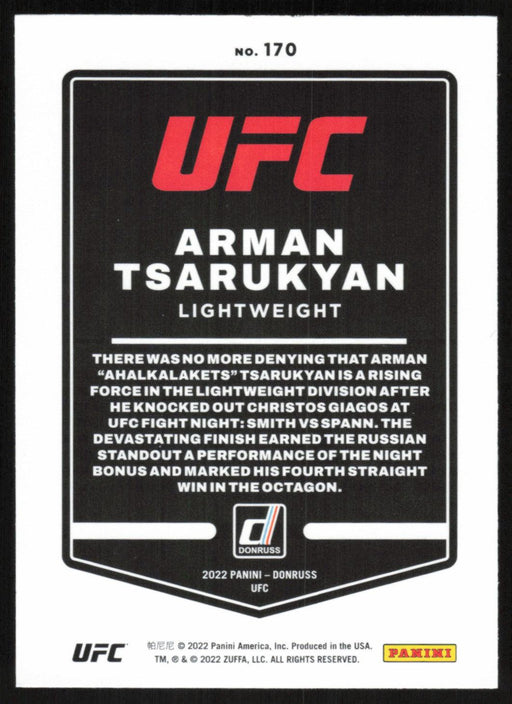 Arman Tsarukyan 2022 Panini Donruss UFC Base # 170 Lightweight - Collectible Craze America